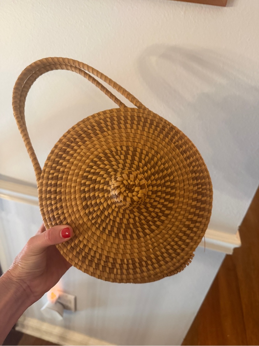 Vintage Gullah sweet grass and pine needle bag in Tan